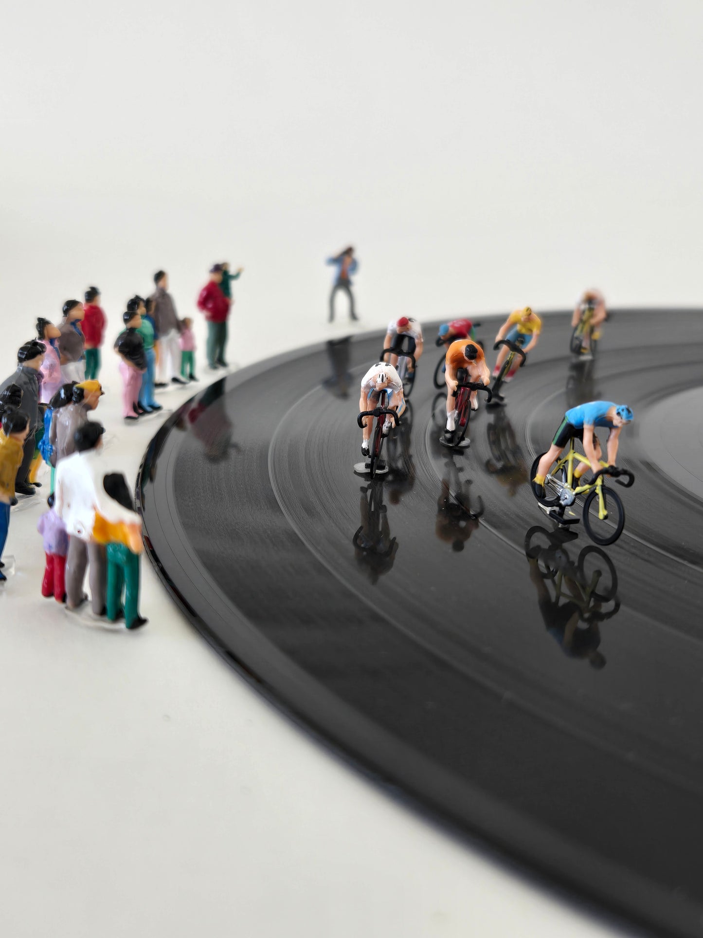 Bikers Racing on Vinyl Record Greeting Card