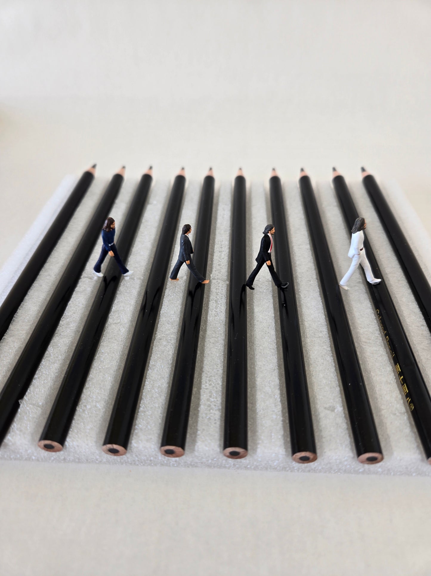 Beatles Walking on Black Pencils Greeting Card