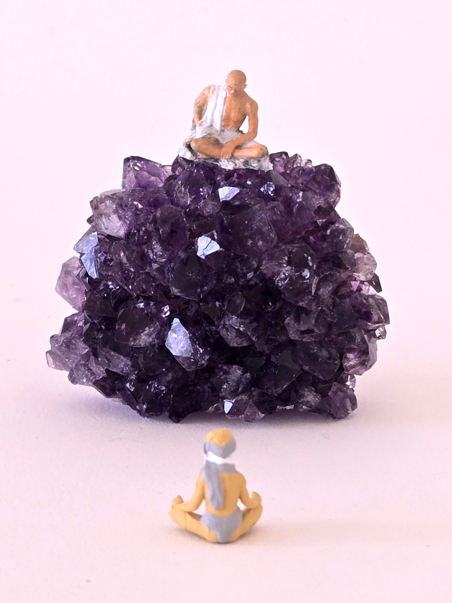 Buddha Sitting on Crystal with Man Meditating Greeting Card