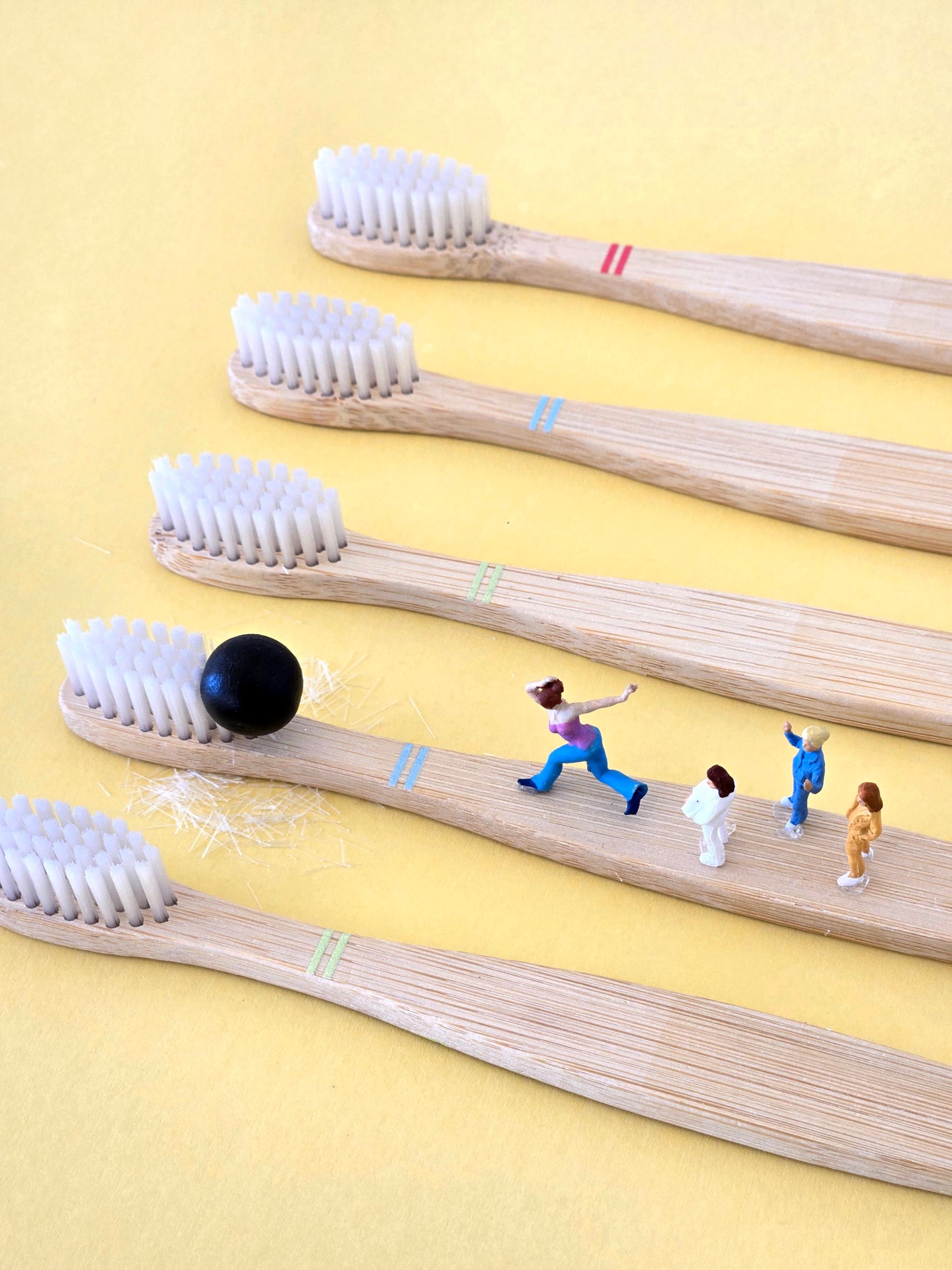 Bowling on Toothbrushes Greeting Card