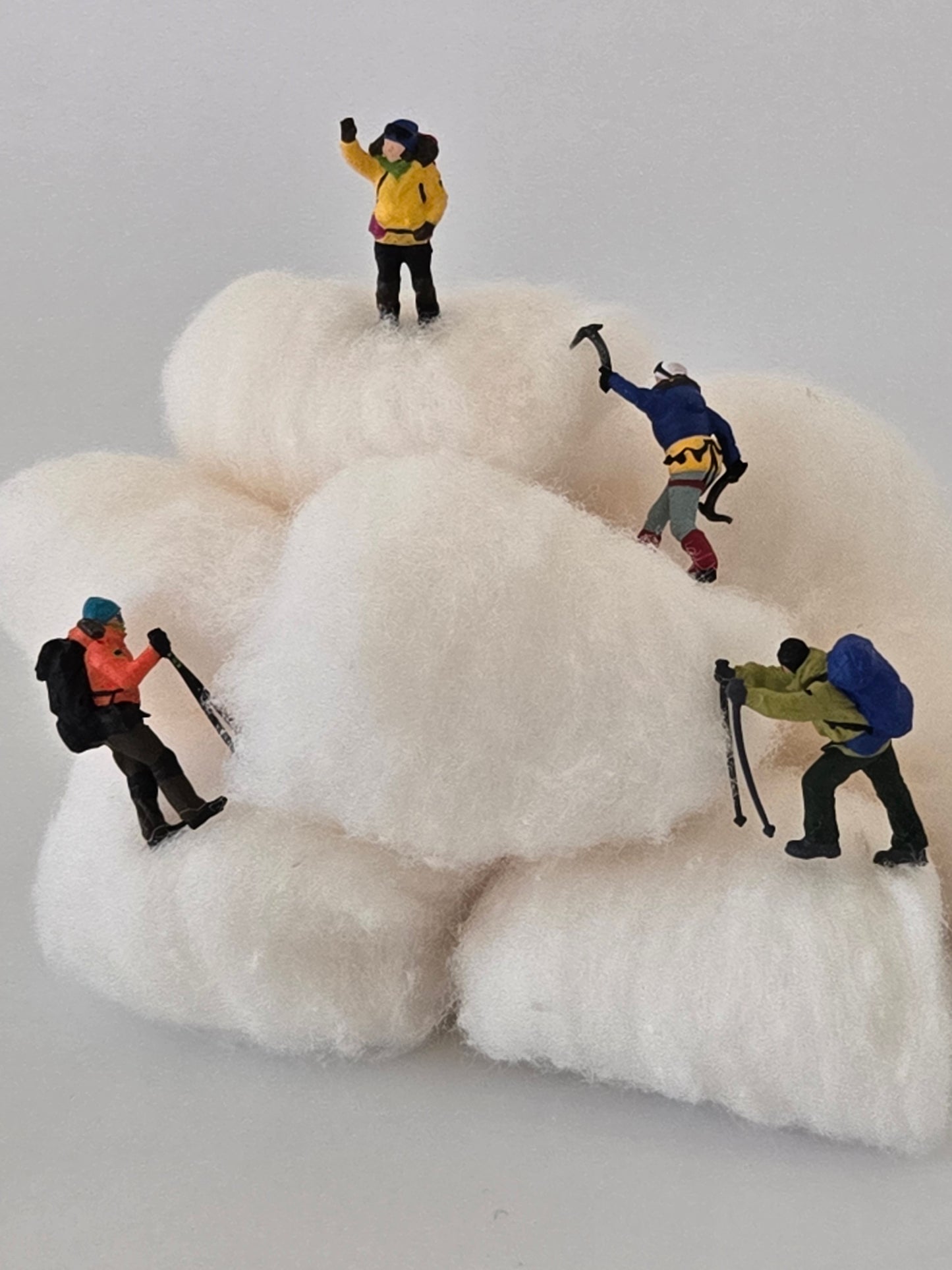 Snow Hikers on Cotton Balls Greeting Card