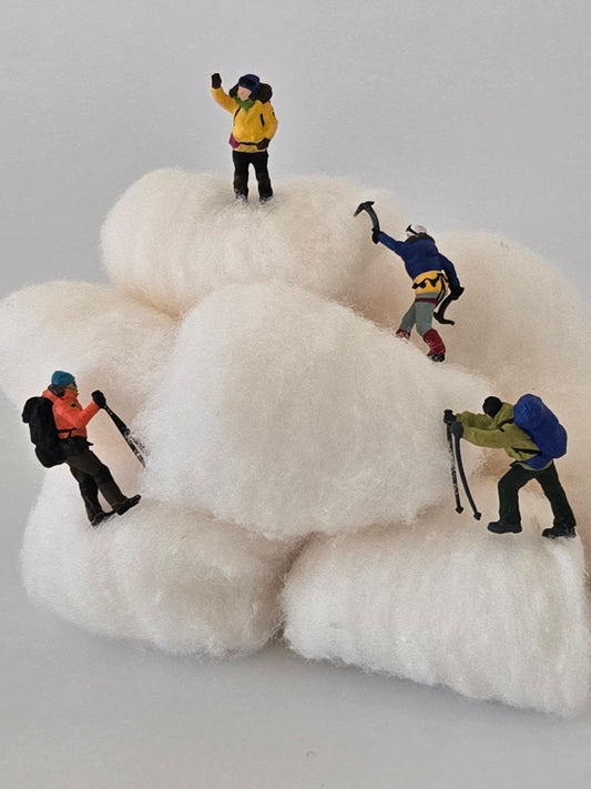 Snow Hikers on Cotton Balls Greeting Card