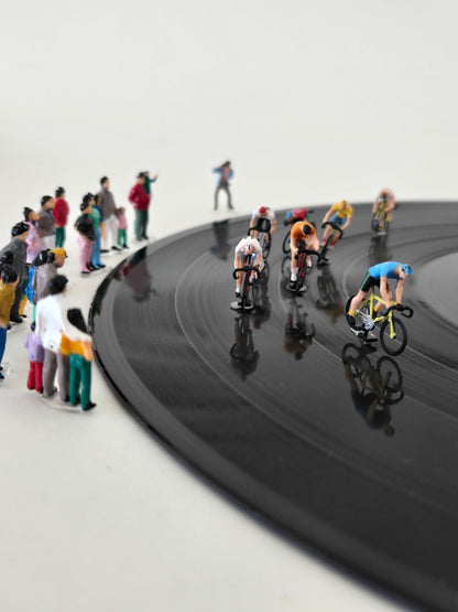 Bikers Racing on Vinyl Record Greeting Card