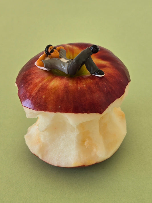 Man Napping on an Apple Greeting Card