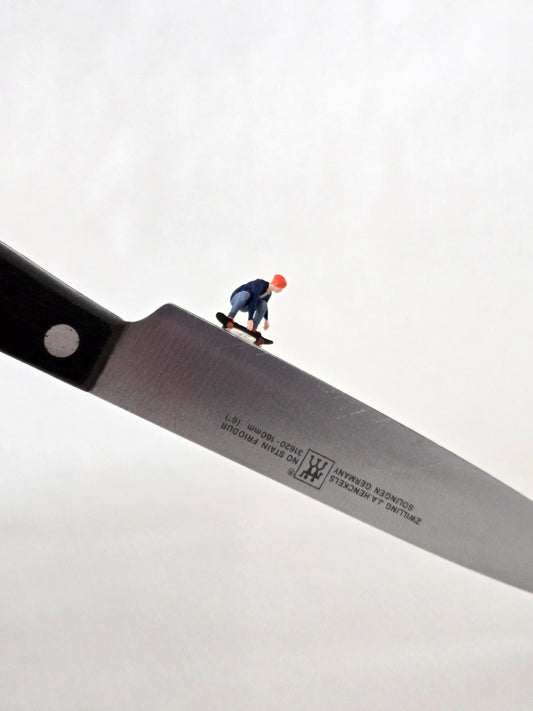 Skateboarder on a Knife Greeting Card