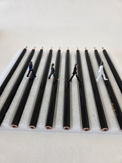 Beatles Walking on Black Pencils Greeting Card