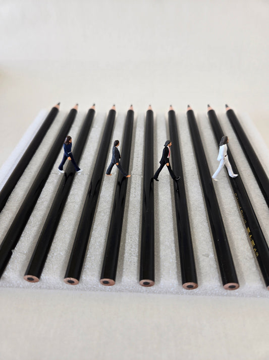 Beatles Walking on Black Pencils Greeting Card