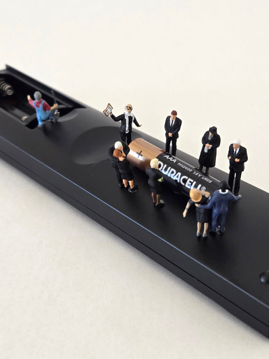 Remote Control Battery Funeral Greeting Card