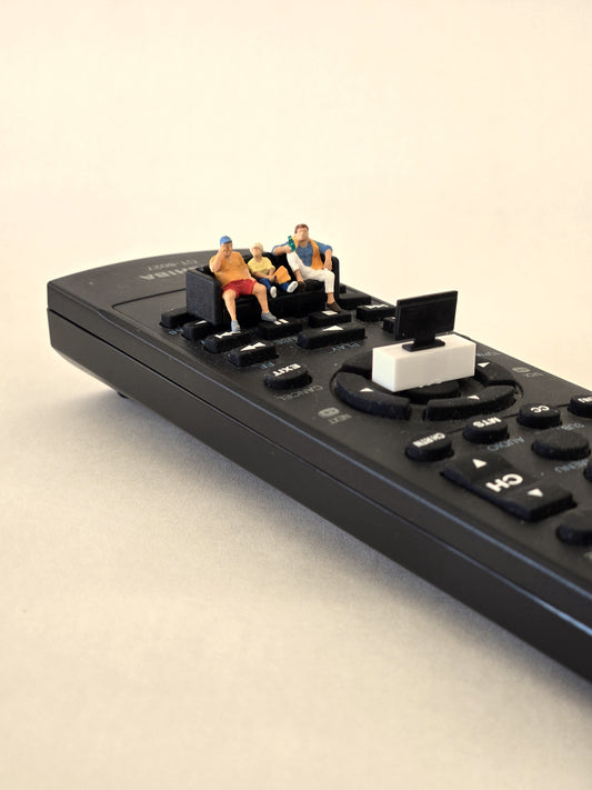 Watching TV on the Remote Control Greeting Card