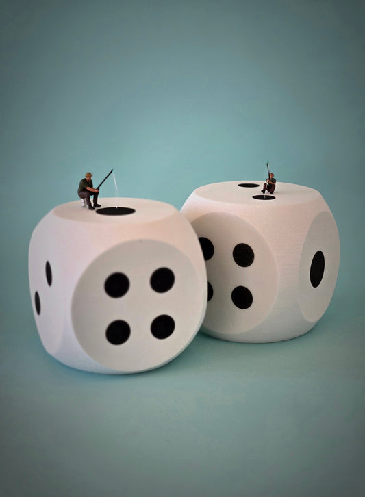 Fishing on Dice at Night Greeting Card