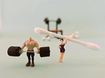 59. Weight Lifters with Q-tip Greeting Card