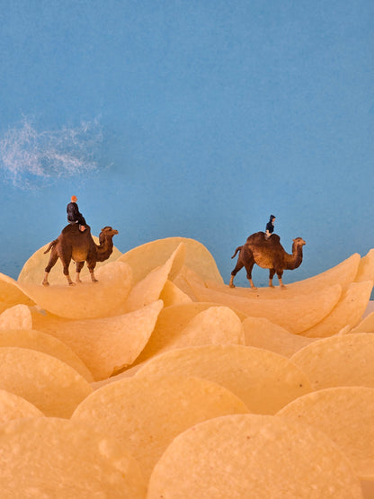 Camels Walking Across the Potato Chip Desert Greeting Card