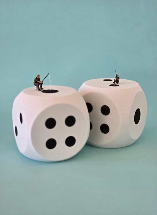 Fishing on Dice Greeting Card