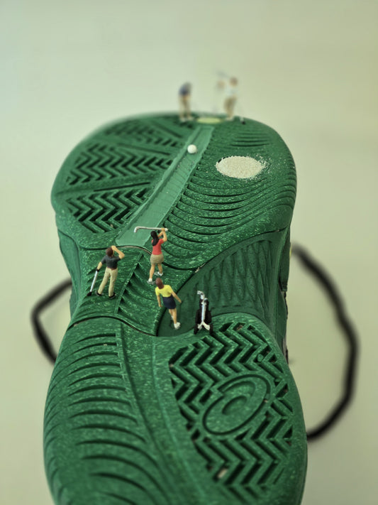 Golfing on a Shoe Greeting Card
