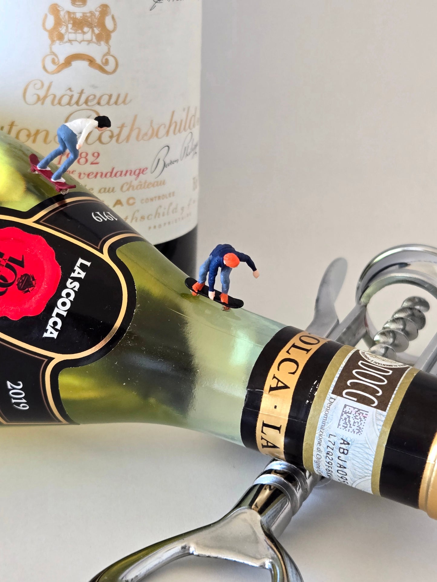 Skateboarders on Wine Bottles Greeting Card