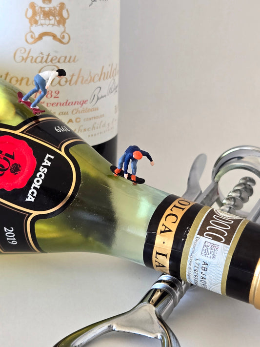 Skateboarders on Wine Bottles Greeting Card