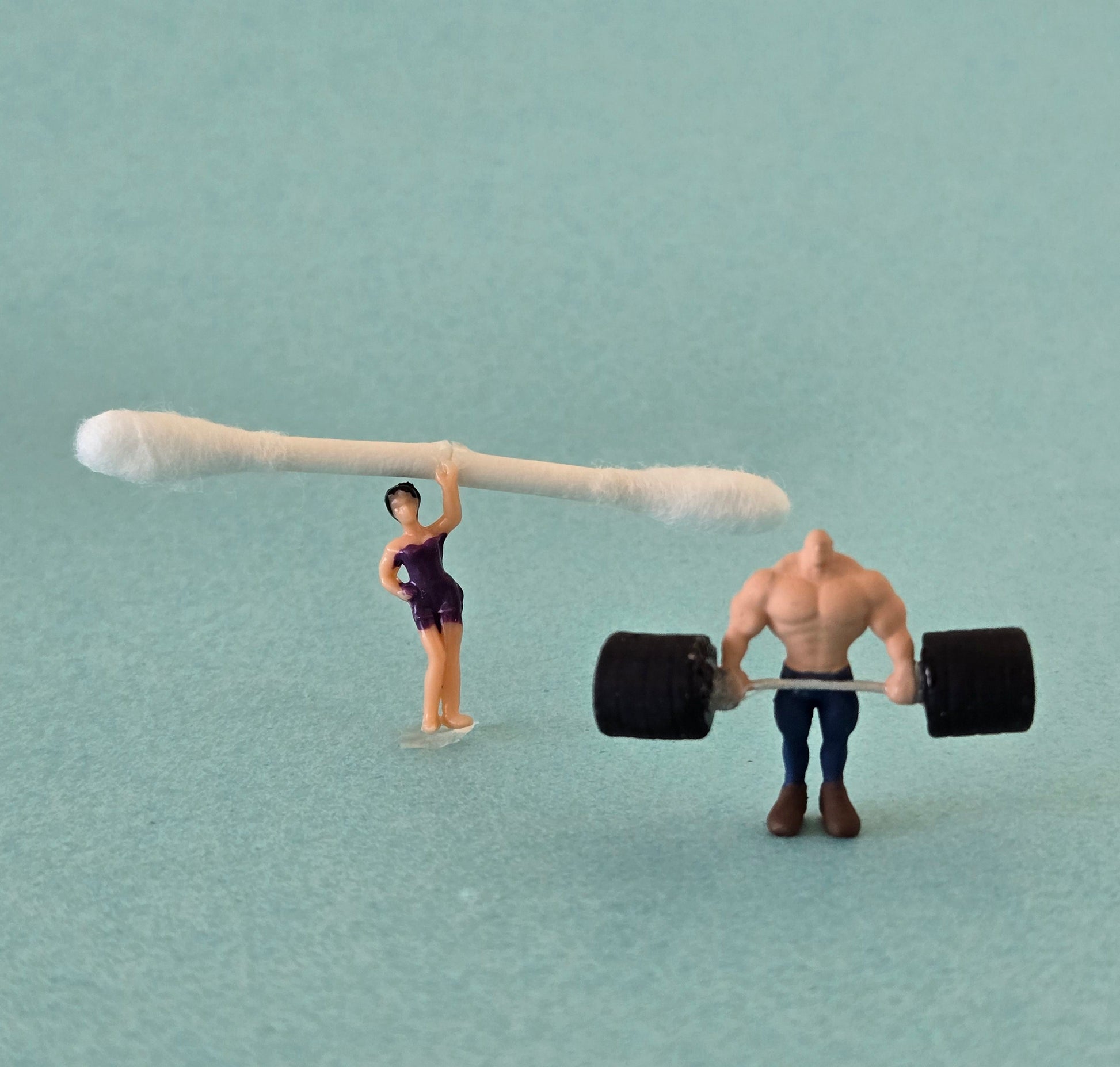 Weight Lifters with Q-tip Greeting Card